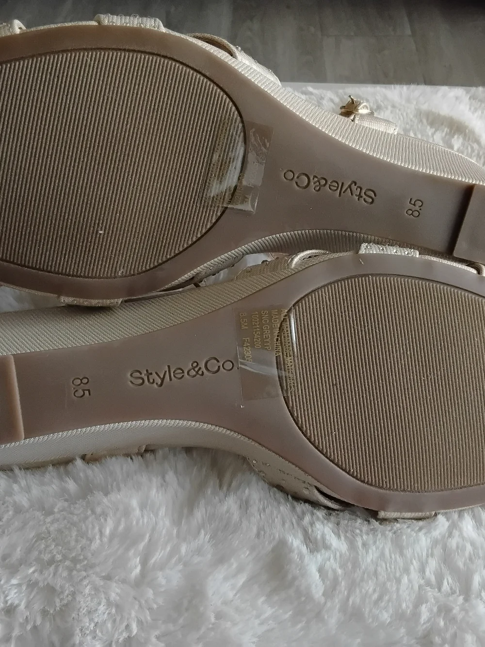 Style & Co. Champagne/Gold Wedge Sandals with Ankle Strap